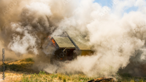 Firefighters use full size buildings for true life trainig.