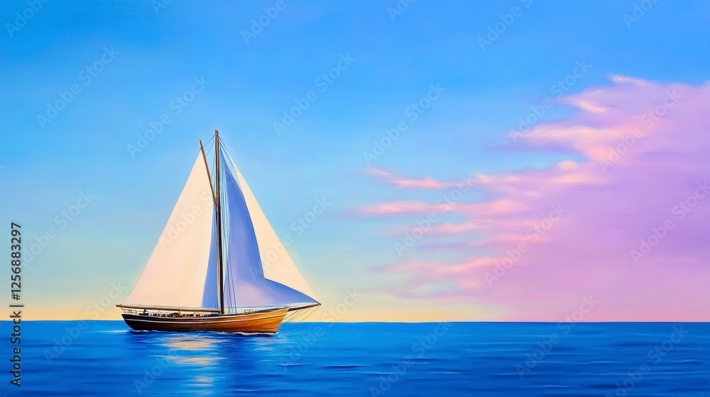 Naklejka premium Calm Sailing at Sunset