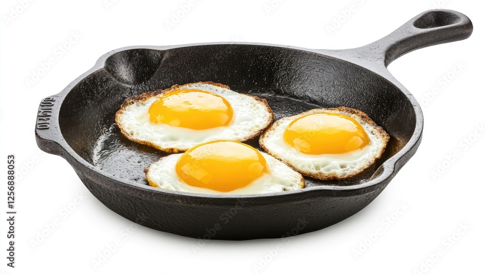 Perfectly Cooked Fried Eggs in a Classic Cast Iron Skillet for a Delicious and Healthy Breakfast Perfectly Cooked Fried Eggs in a Classic Cast Iron Skillet for a Delicious and Healthy Breakfast