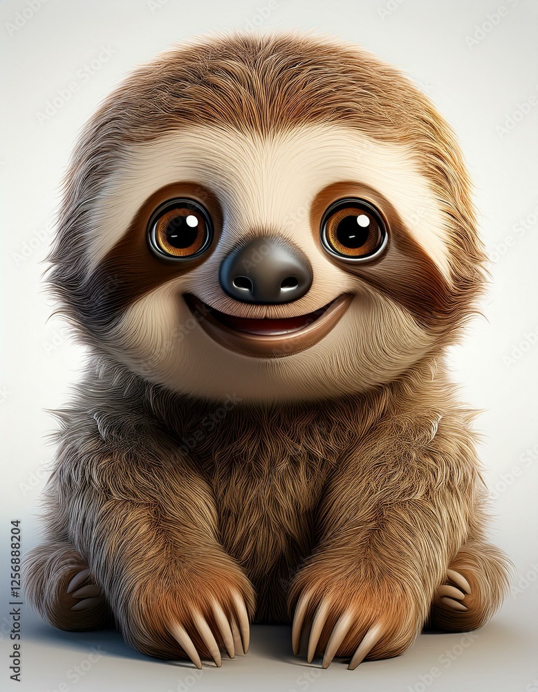 Fototapeta premium Niedliches Faultier, weißer Hintergrund