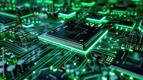 Glowing GPU in digital matrix