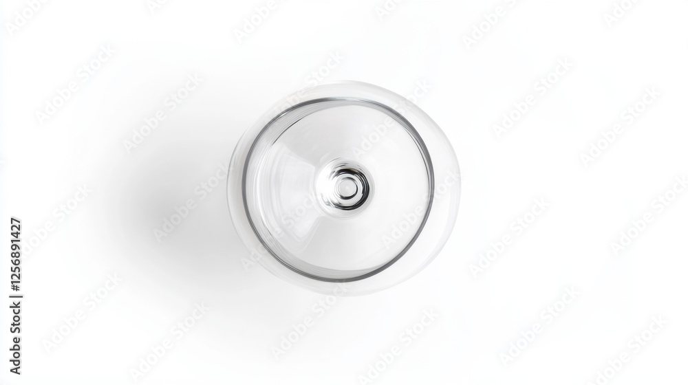 Minimalist Elegance - Top View of Empty Wine Glass Cup on White Background Minimalist Elegance - Top View of Empty Wine Glass Cup on White Background