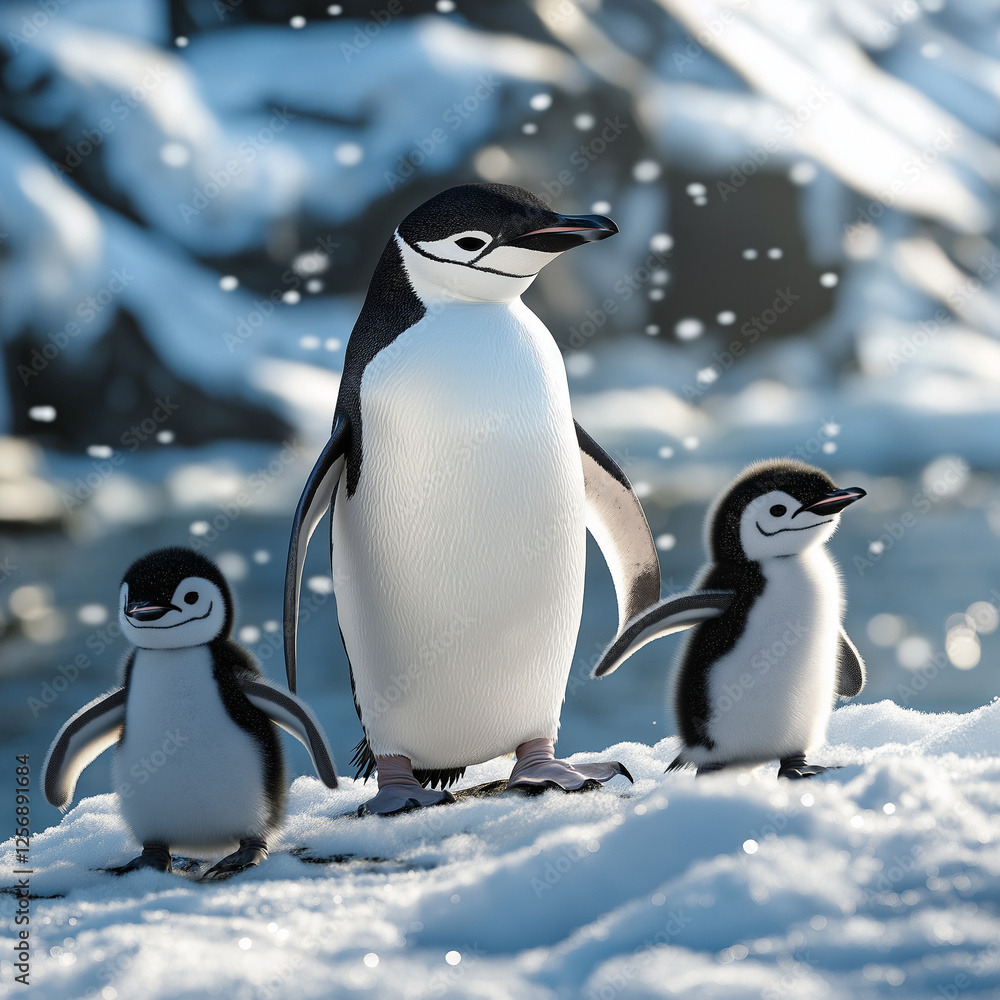 Obraz premium penguin on the snow, penguin, bird, antarctica, animal, wildlife, penguins, gentoo, cold, nature, snow, winter, antarctic, polar, ice, white, animals, birds, cute, black, gentoo penguin, wild, beach, 