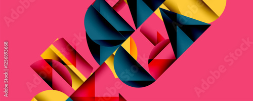 Minimal geometric abstract background. Circle square and triangle design