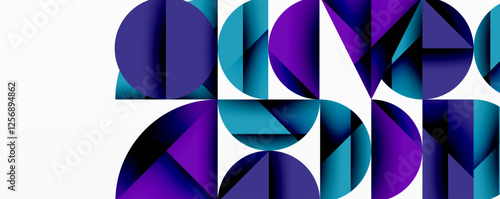 Abstract geometric pattern with intersecting circles and triangles in gradients. The high-contrast composition creates depth and a dynamic, modern aesthetic