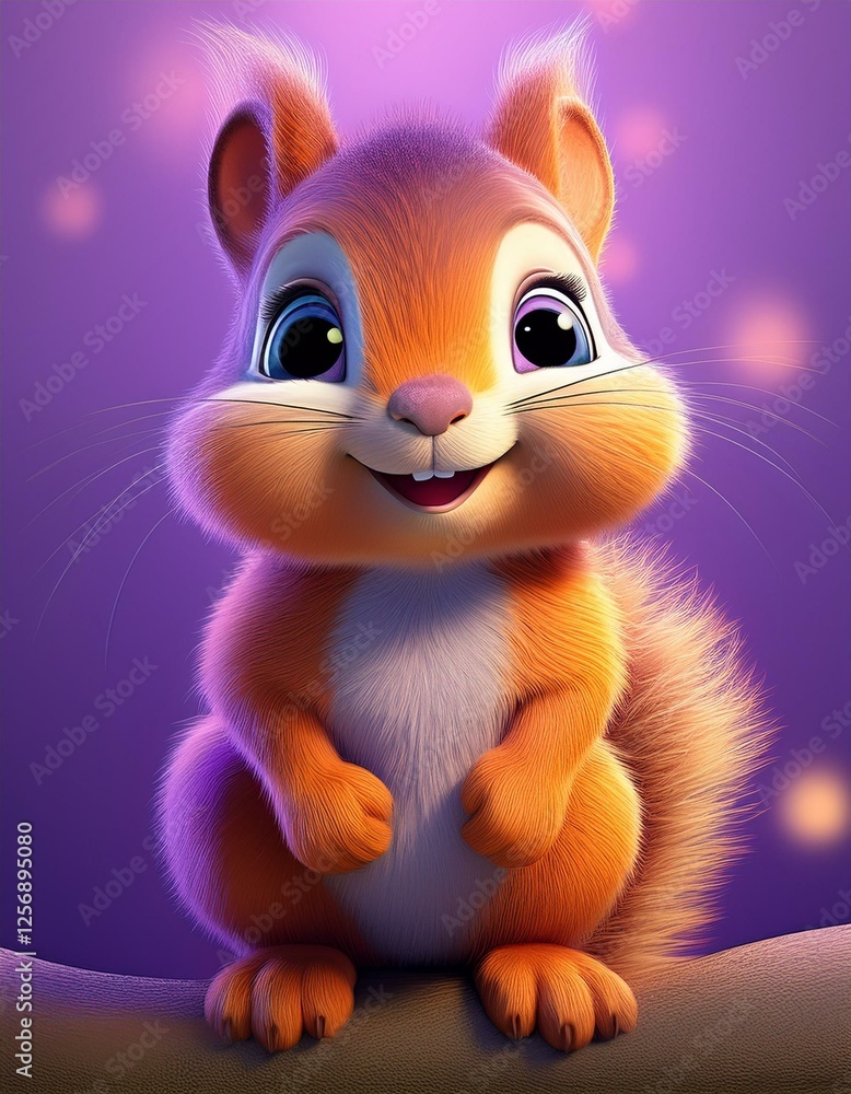 Niedliches Eichhörnchen, lila Hintergrund Niedliches Eichhörnchen, lila Hintergrund