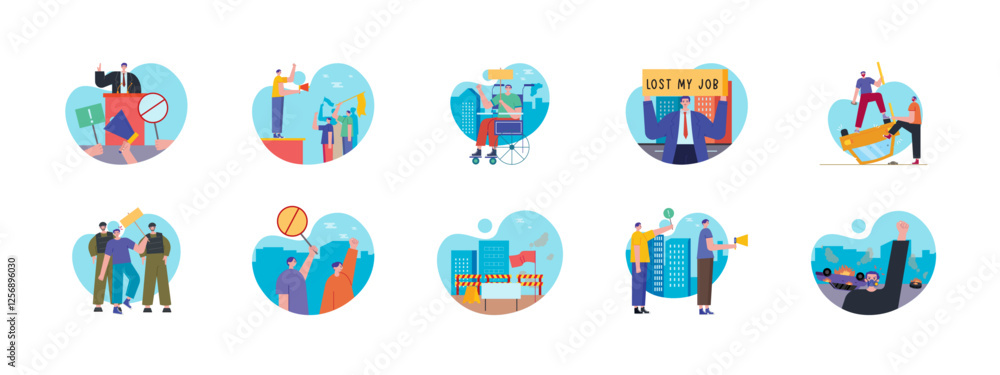 Demonstration set illustration. Flat vector illustration concept. Demonstration set illustration. Flat vector illustration concept.
