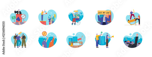 Demonstration set illustration. Flat vector illustration concept. 