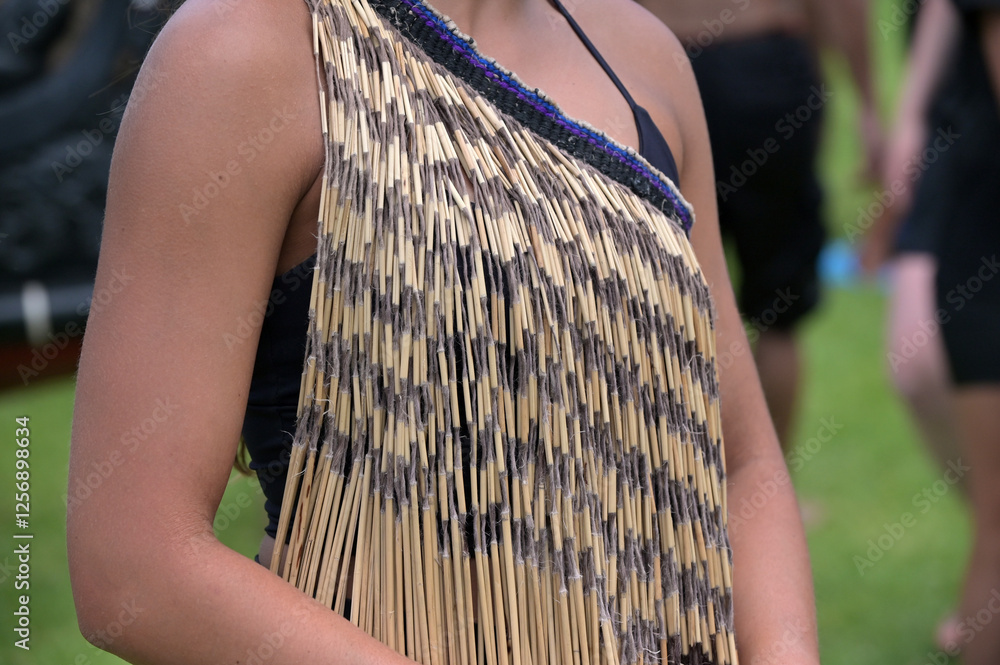 Maori adult woman wearing traditional clothing's