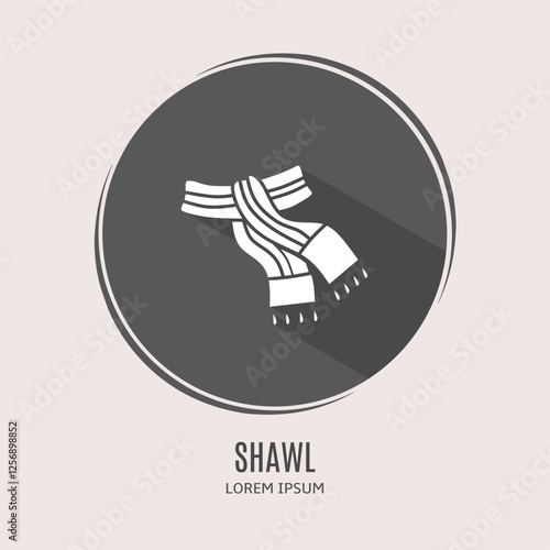 Symbol shawl logo. Illustration of shawl in flat. Stock vector.