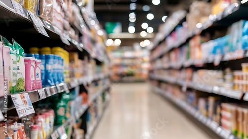 Wallpaper Mural Aisle filled with various food products in a grocery store captured in a soft focus ambiance : Generative AI Torontodigital.ca