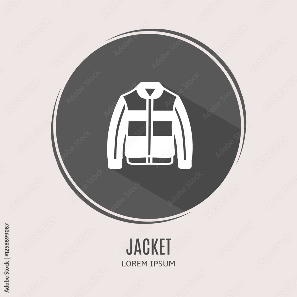 Symbol jacket logo. Illustration of jacket in flat. Stock vector. Symbol jacket logo. Illustration of jacket in flat. Stock vector.