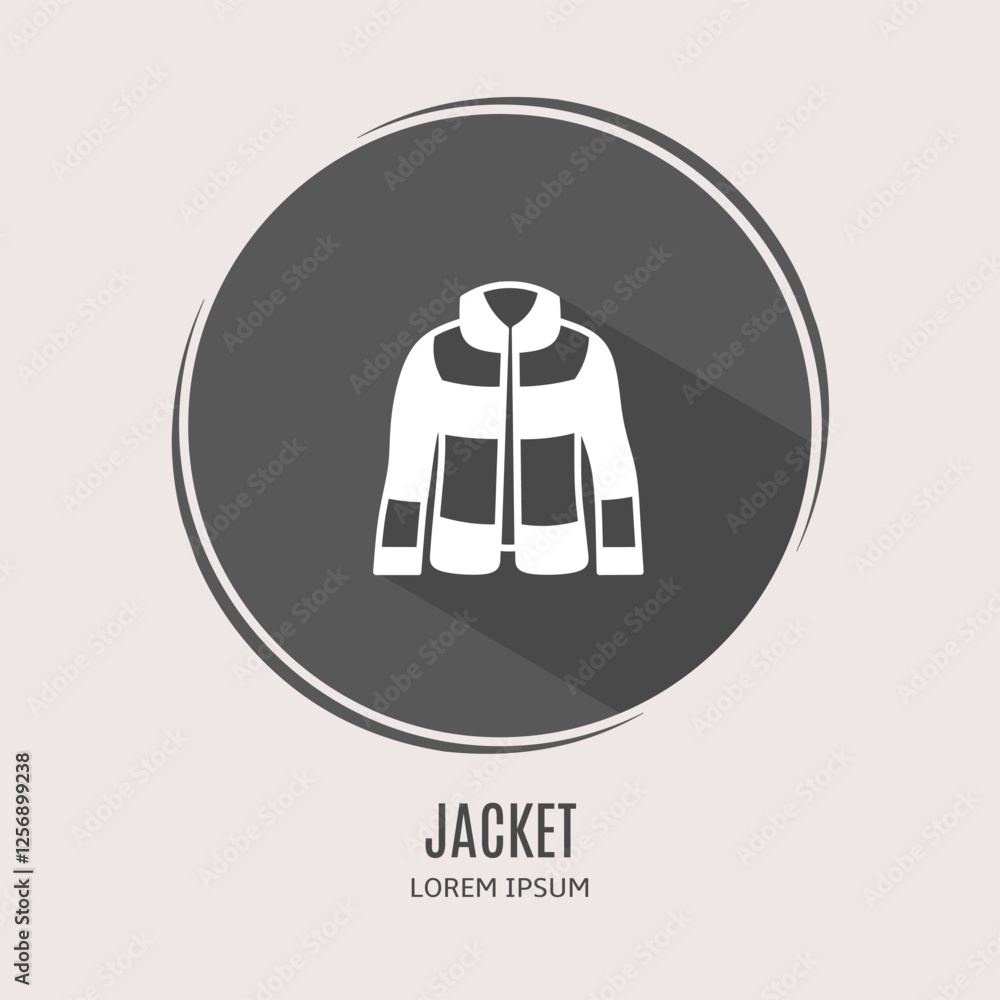 Symbol jacket logo. Illustration of jacket in flat. Stock vector. Symbol jacket logo. Illustration of jacket in flat. Stock vector.