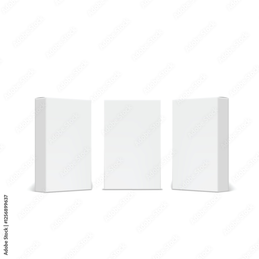 Fototapeta premium Blank White Product Packaging Boxes Mockup Set. Vector