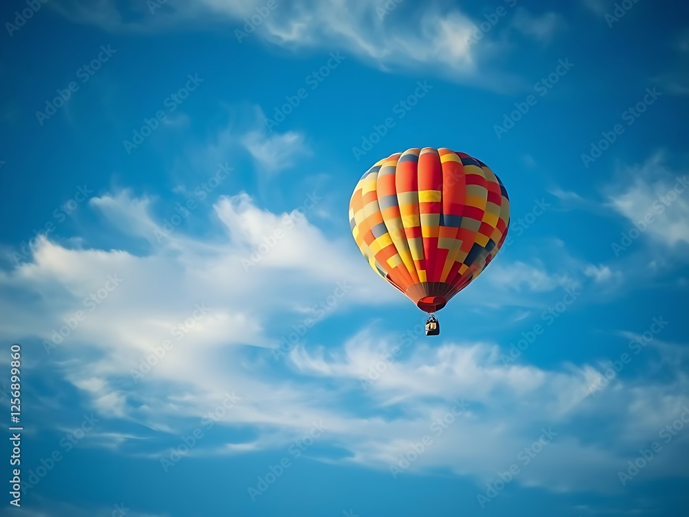 Obraz premium Colorful hot air balloon flying in blue sky 