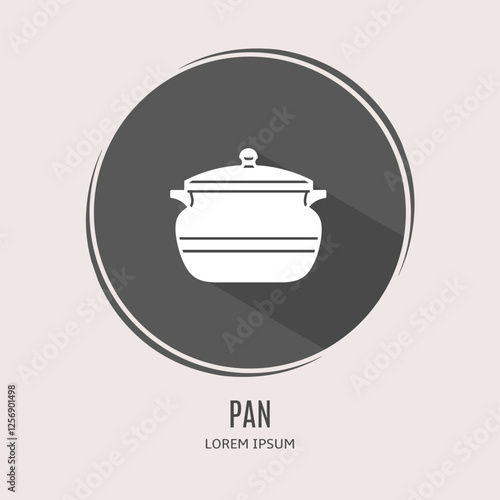 Symbol pan logo. Illustration of pan in flat. Stock vector.