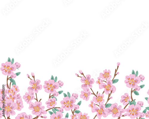 Hand Drawn Pink Cherry Blossom Background