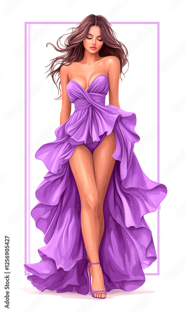 Illustration of Stylish fashion models. Pretty young girls. Fashion girls Sketch