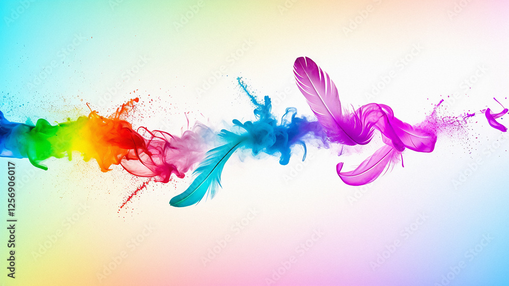 Obraz premium Feathers, paint, flying, splashing, patterns, colors, festivals, celebrations, events