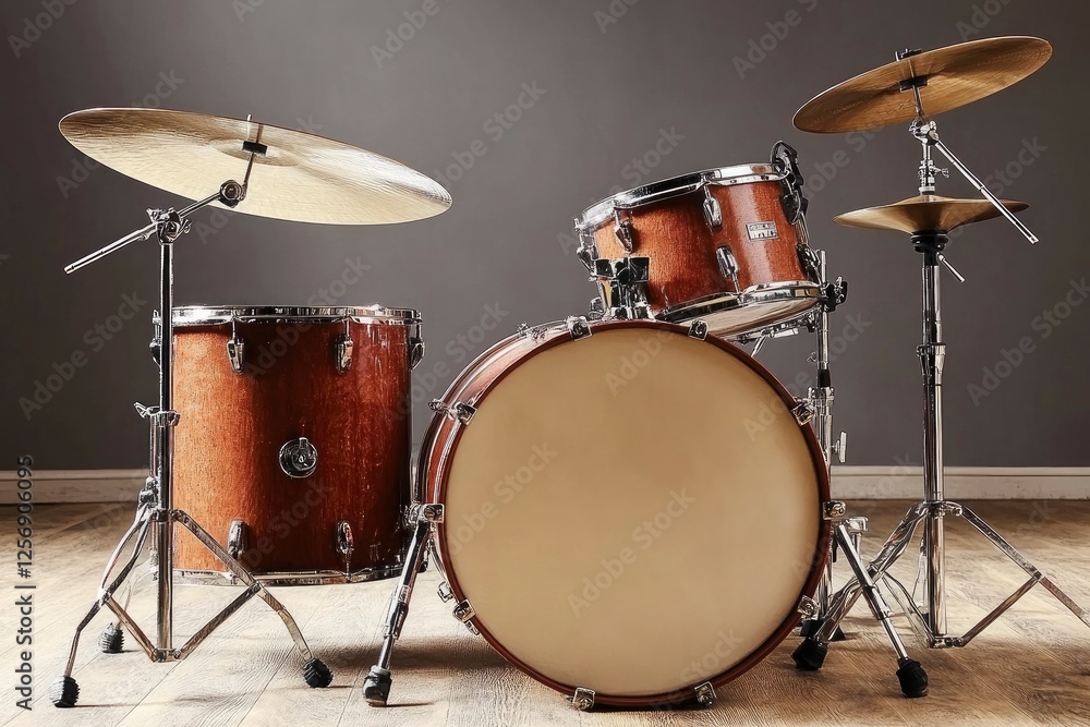 alat musik instrumen drum set penuh: tom, snare, bass, simbal with generative ai alat musik instrumen drum set penuh: tom, snare, bass, simbal with generative ai