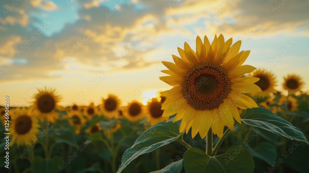 Obraz premium Sunflower Field at Sunset