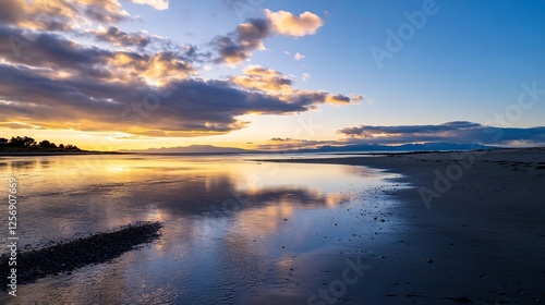 Wallpaper Mural Breathtaking sunset over the tranquil beach landscape showcasing the calming reflection on the water : Generative AI Torontodigital.ca