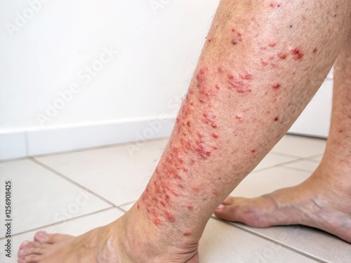 Atopic Dermatitis on Leg: Clinical Illustration of Eczematous Skin Inflammation photo