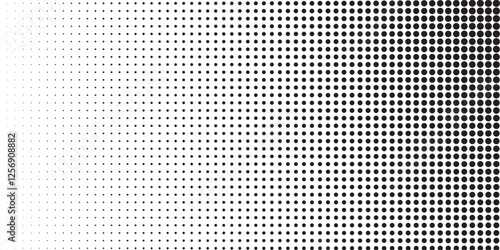 Dotted halftone gradient texture. Vanishing polka dot background. Repeating dots gradation pattern background. Black fading comic pop art overlay