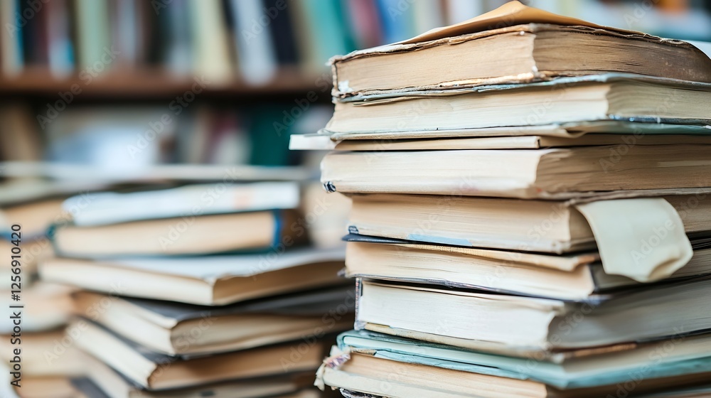Stack of old books representing knowledge and history in a quaint library setting : Generative AI Stack of old books representing knowledge and history in a quaint library setting : Generative AI
