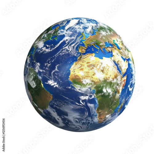 Stunning detailed Earth globe image perfect for environmental or travel projects. Highly detailed planet Earth model transparent background 