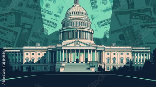 Wallpaper Mural Government Spending Illustration With Capitol Building And Money Torontodigital.ca