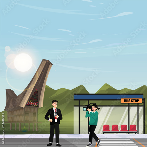 The reporter is interviewing a businessman on the street