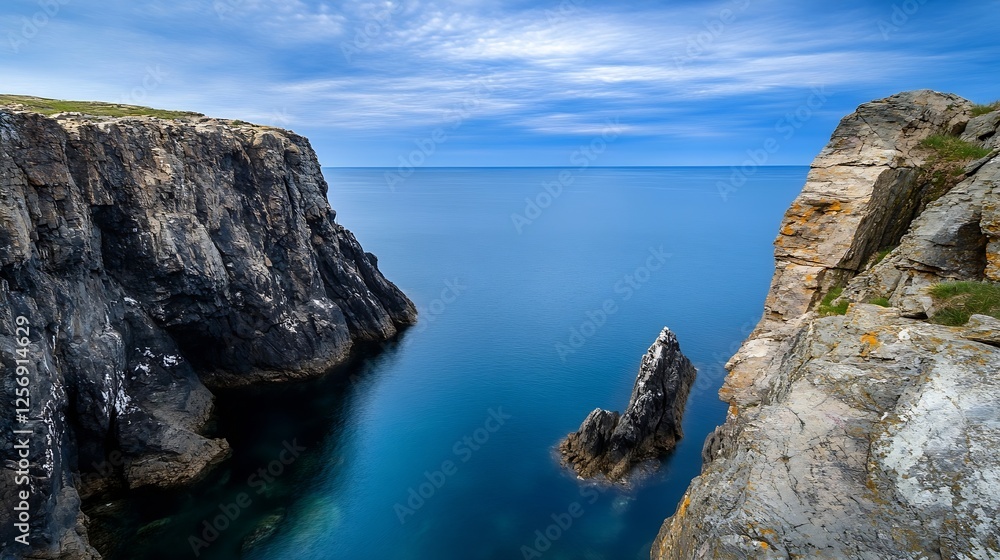 Breathtaking coastal view with dramatic cliffs and serene ocean under a cloudy sky : Generative AI Breathtaking coastal view with dramatic cliffs and serene ocean under a cloudy sky : Generative AI