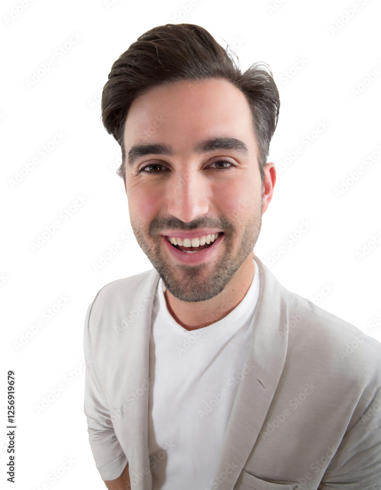 Portrait of only one Man. White Background. Portrait of only one Man. White Background.