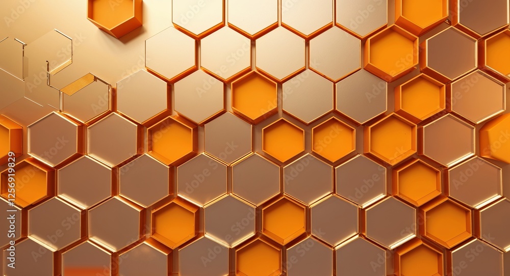 Gold background with orange random hexagons shapes abstract backdrop illustration Gold background with orange random hexagons shapes abstract backdrop illustration