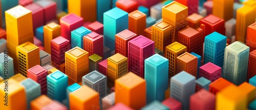 Colorful abstract city skyline with geometric shapes. photo