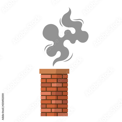 smoke from chimney flat vector illustration logo icon clipart isolated on white background