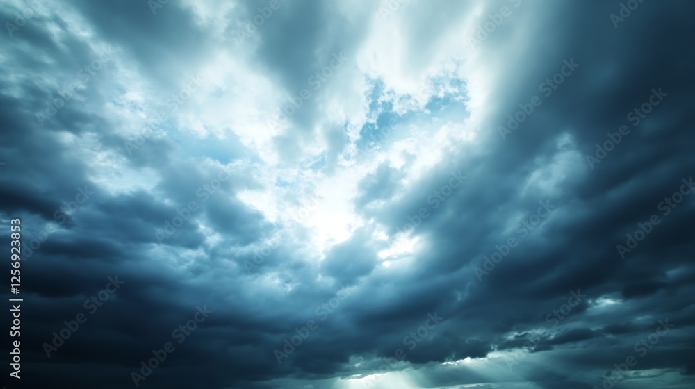 Dramatic clouds gathering in the sky with light breaking through showcasing nature's power : Generative AI Dramatic clouds gathering in the sky with light breaking through showcasing nature's power : Generative AI