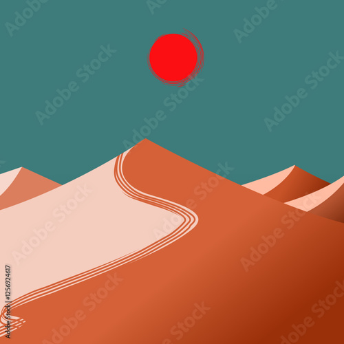 Minimalist Desert Mirage Perfect for album covers, sci-fi book illustrations, concept art for desert-themed games, atmospheric backgrounds for storytelling projects, etc