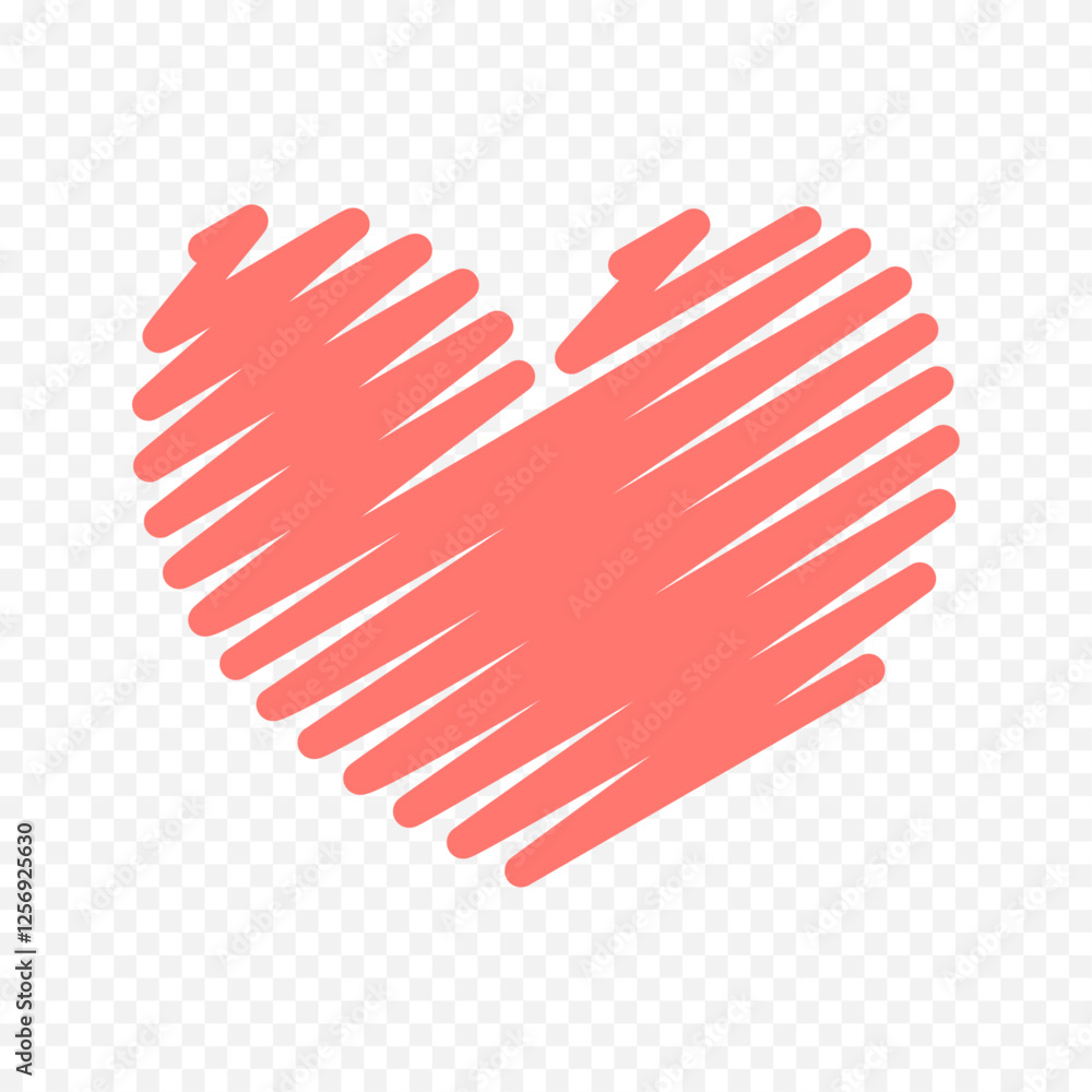 Fototapeta premium Doodle hand drawn heart drawing on white background