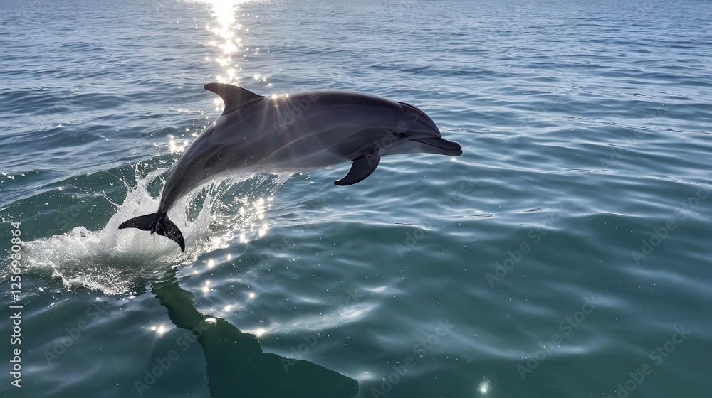 Naklejka premium a dolphin leaps gracefully above the ocean surface