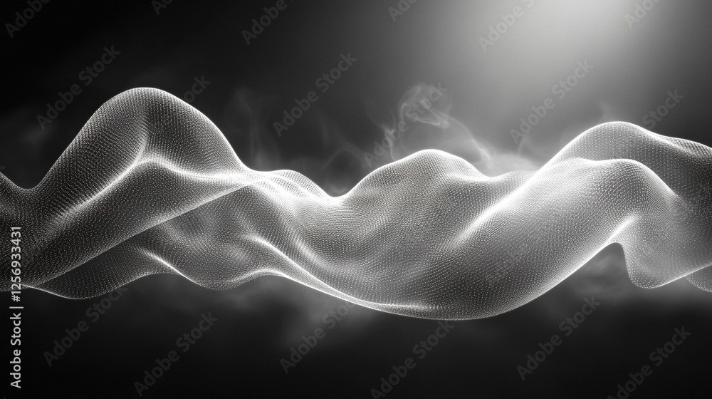 Fototapeta premium A black and white monochrome abstract texture with a grainy gradient, evoking modern minimalist design, chaos, and nostalgia, with a blurred empty space for captions or creativity.