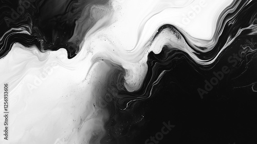 A black and white monochrome abstract texture with a grainy gradient, evoking modern minimalist design, chaos, and nostalgia, with a blurred empty space for captions or creativity.

 photo