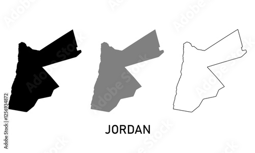 jordan map in outline style, black color, gray color