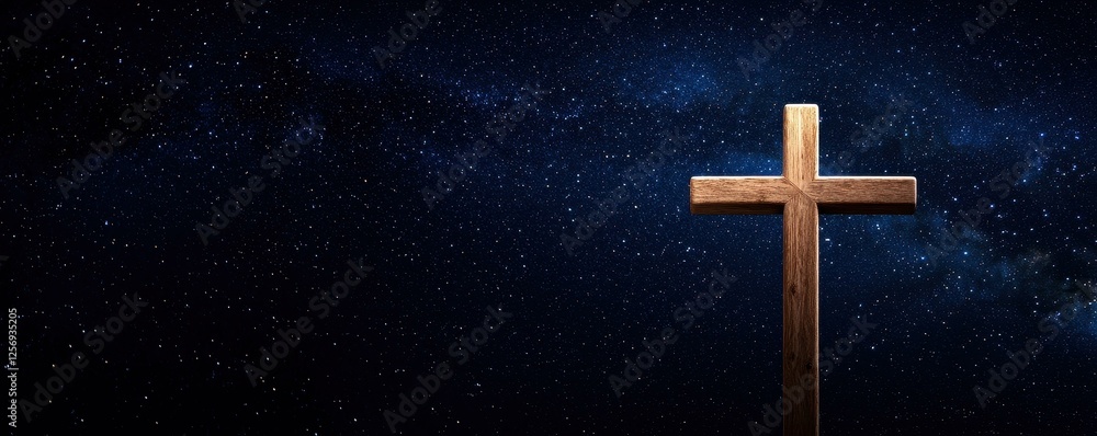 Wooden Cross Silhouette Against Night Sky Wonderscape