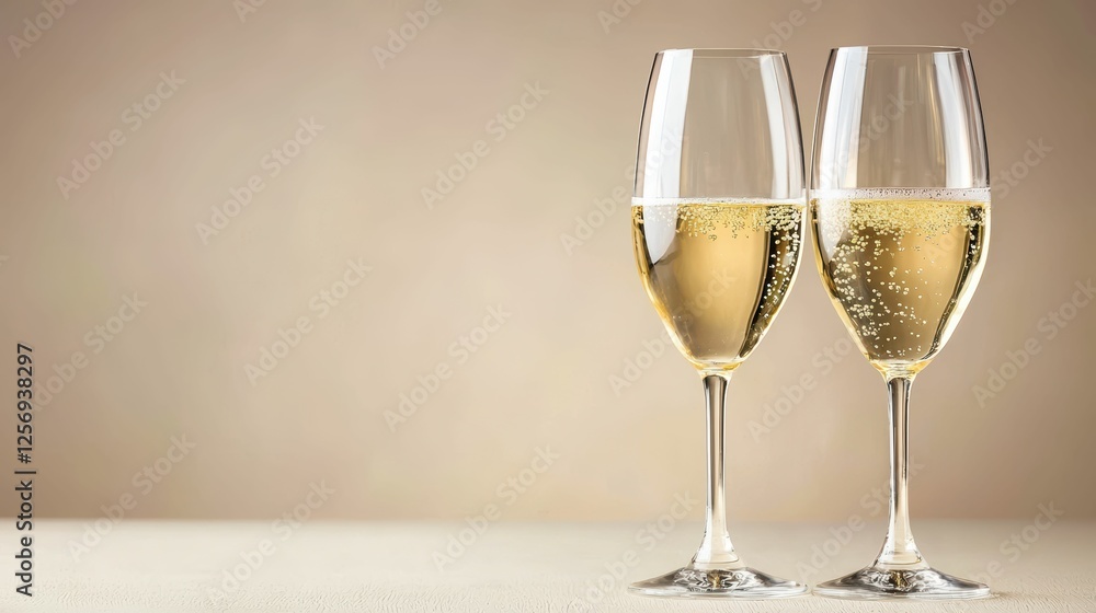 Two Champagne Glasses Celebration Event Drink Two Champagne Glasses Celebration Event Drink