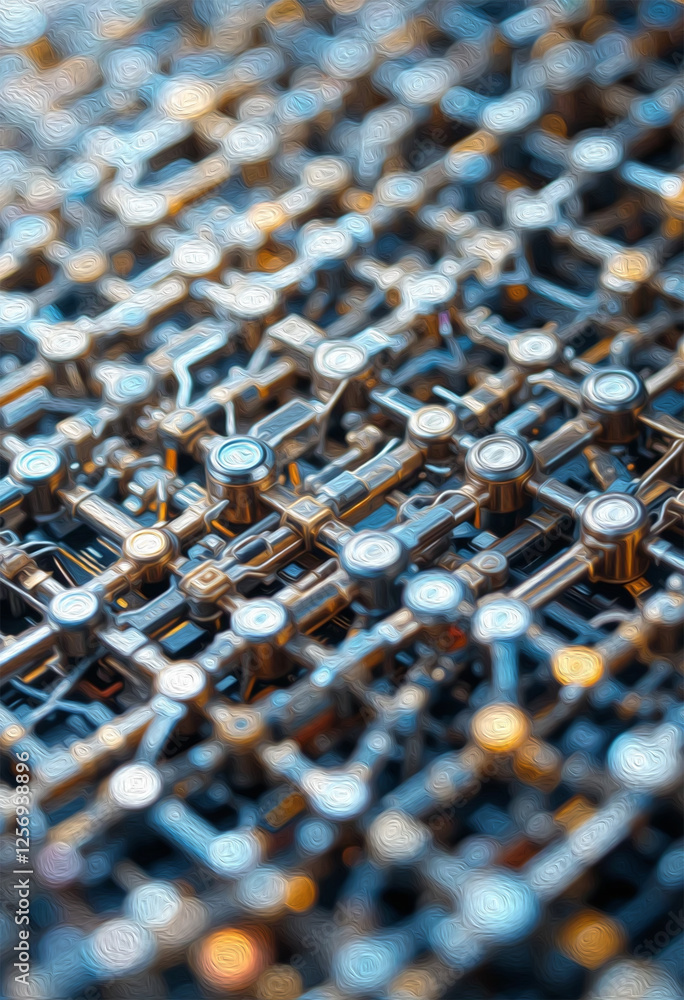 Obraz premium Abstract technology background. . Oil paint illustration.