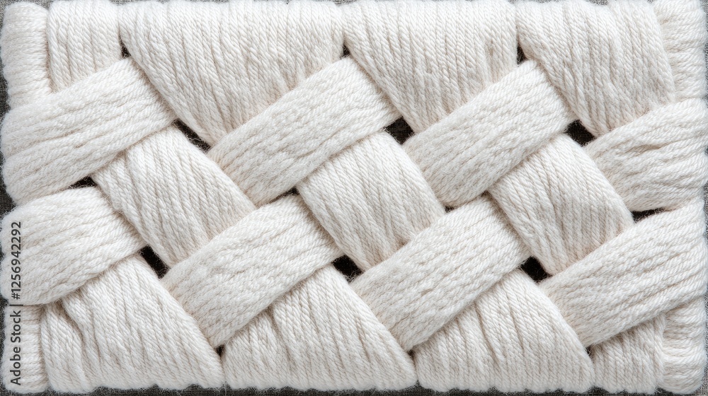 Close up of a woven white yarn pattern Close up of a woven white yarn pattern
