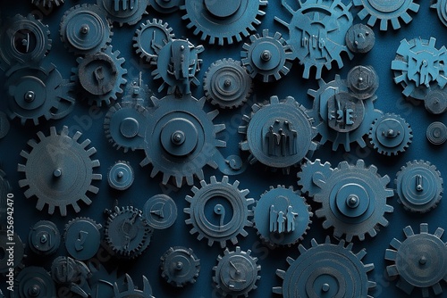 Wallpaper Mural Interlocking Gears: System Mechanics & Teamwork Symbolize Efficiency & Collaboration in Complex Processes, Achieving Seamless Integration. Torontodigital.ca