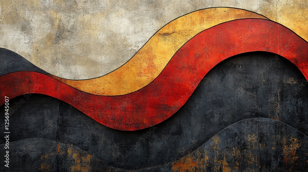 Abstract red gold wave textured wall art design Abstract red gold wave textured wall art design